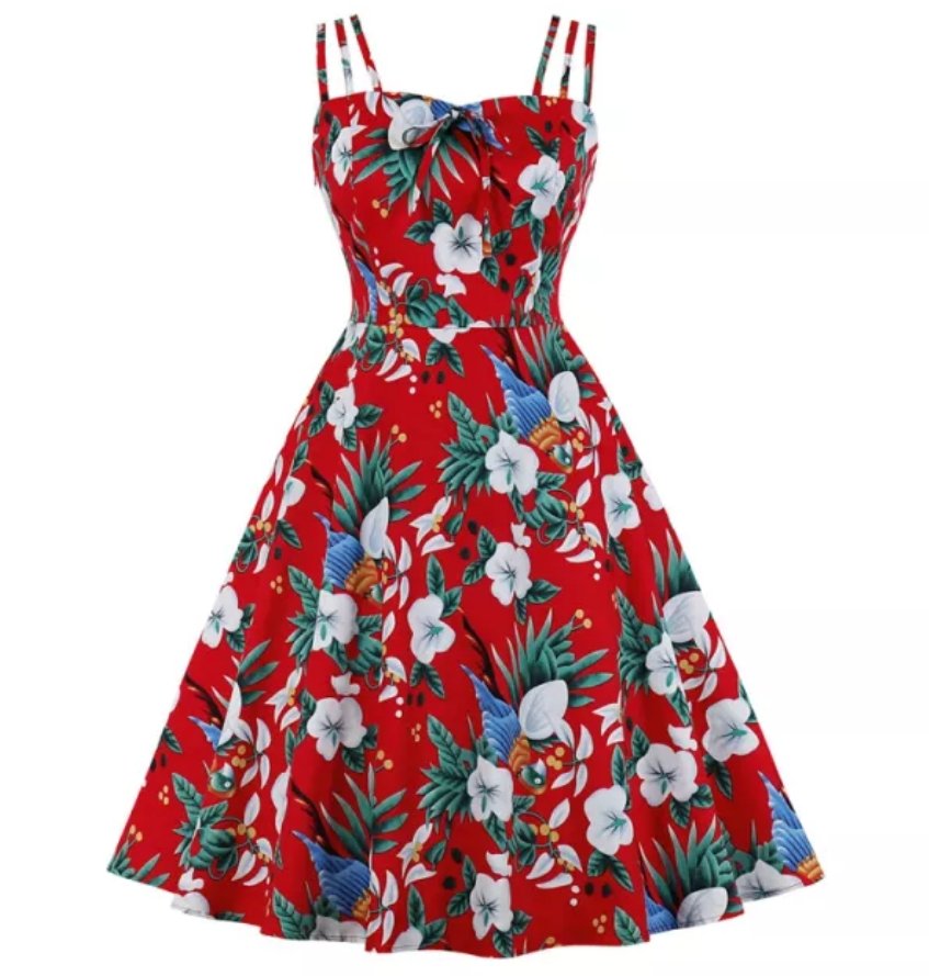 50er Jahre Rockabilly Kleid Rot