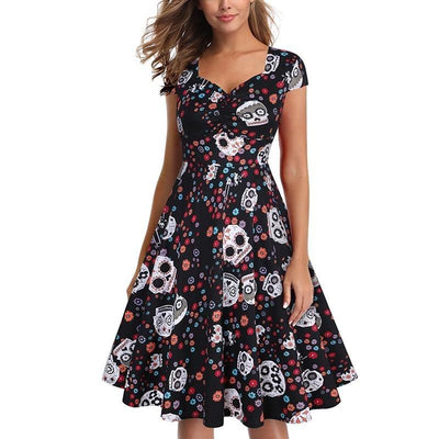 Halloween-Totenkopf-Rockabilly-Kleid