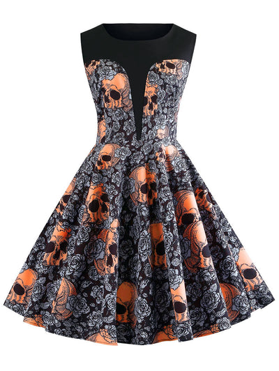 Totenkopf-Rockabilly-Kleid