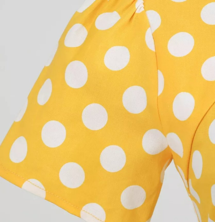 50er Jahre Vintage News Style Kleid Gelb