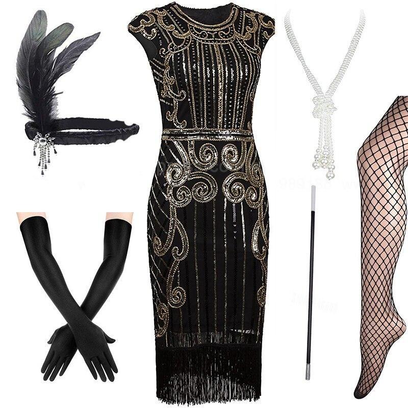 Schwarzes Kleid im Stil der 20er und 30er Jahre