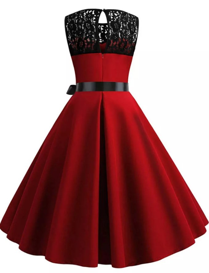 Damenkleid im 60er-Jahre-Stil in Burgunderrot