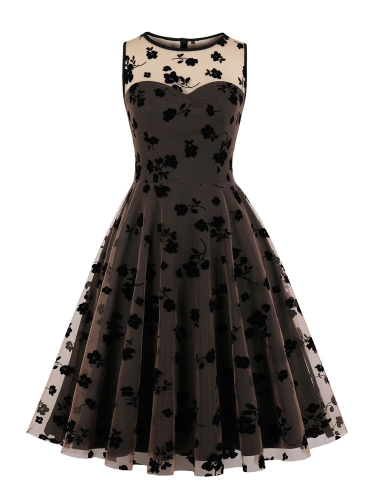 Braunes Plus-Size-Kleid im Vintage-Stil