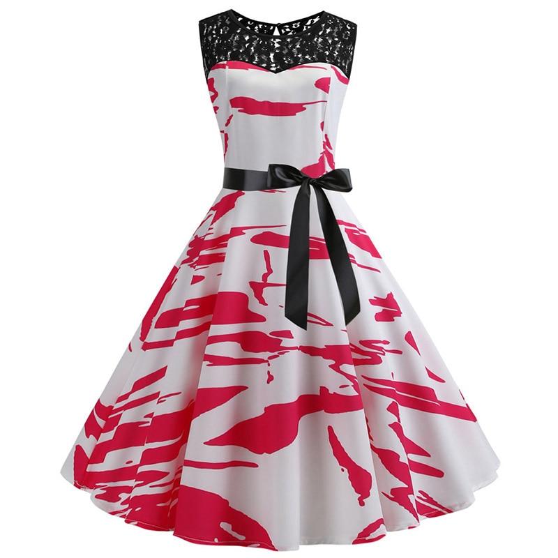 Rotes und weißes Vintage-Trapezkleid