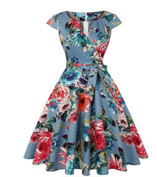 Geblümtes Vintage Tunikakleid