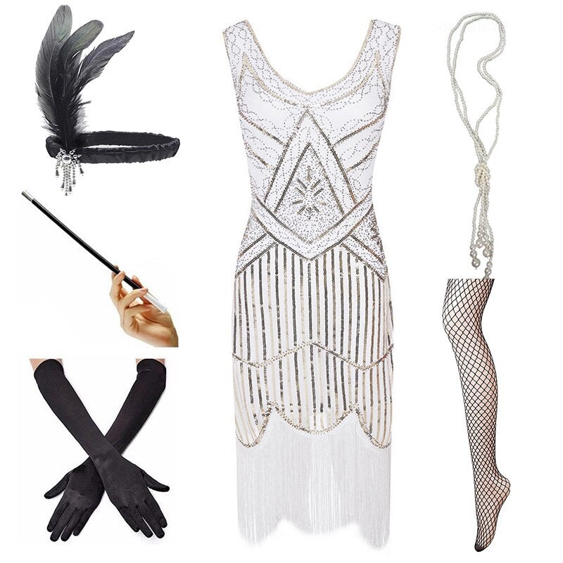 Vintage 1920 Kleid Weiß