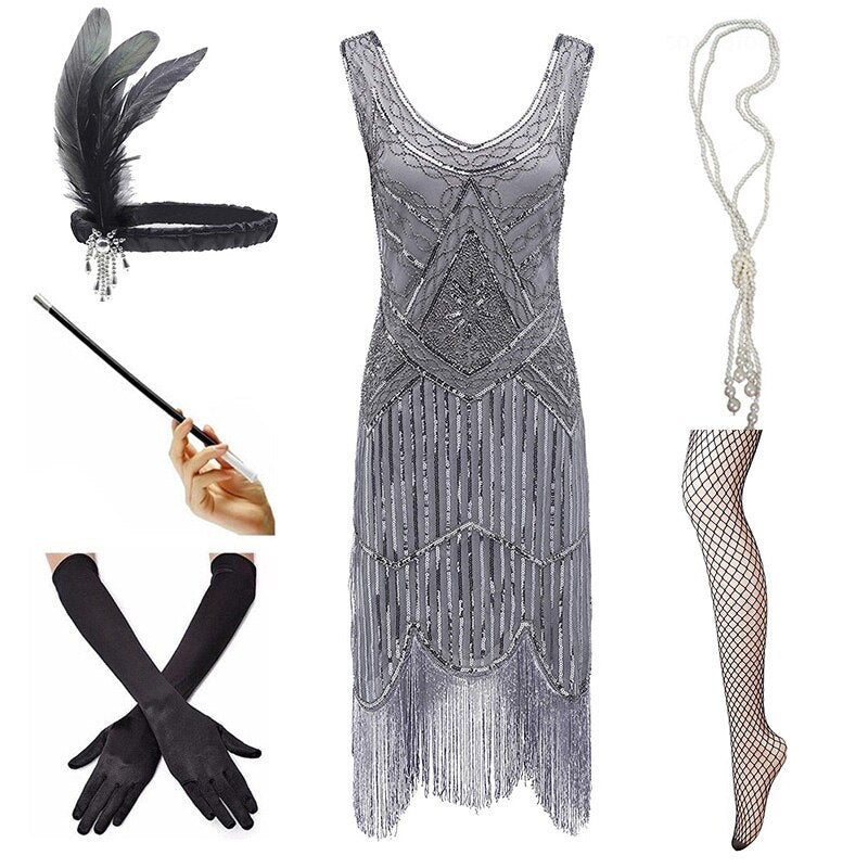 Vintage Kleid 1920 Grau