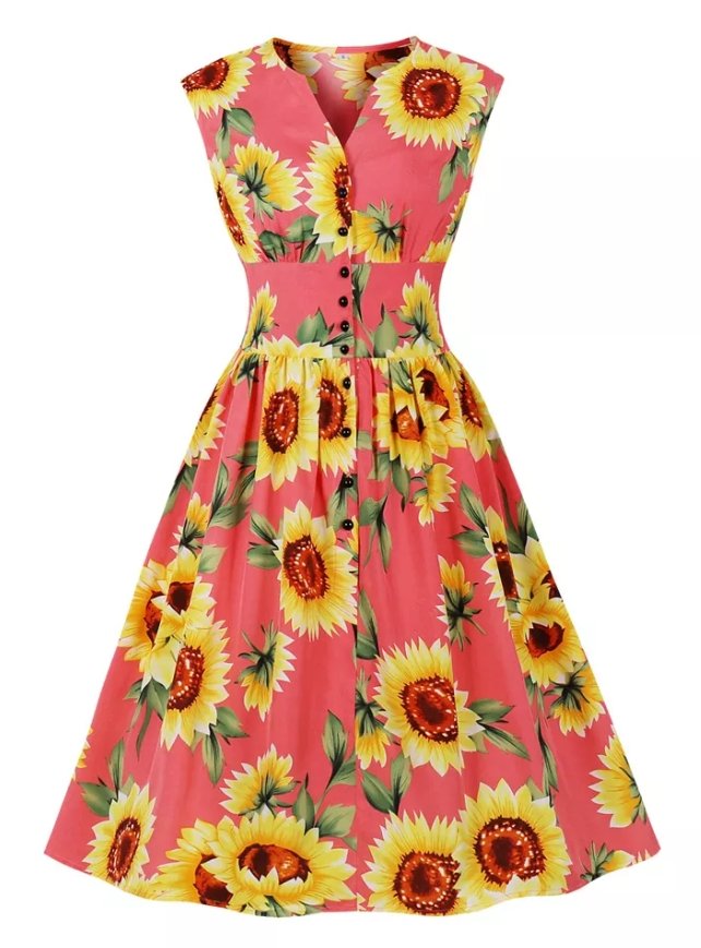 Vintage 1950 Rosa Blumenkleid