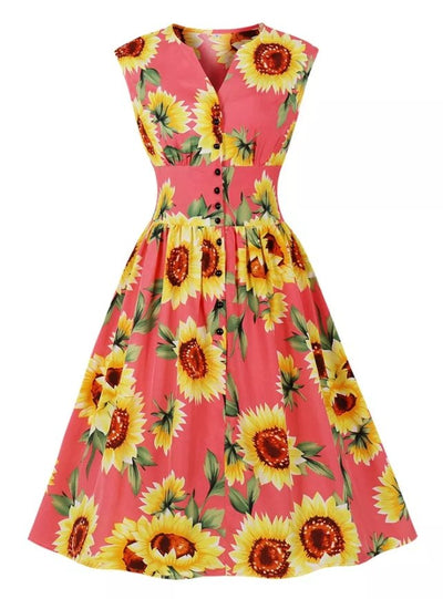 Vintage 1950 Rosa Blumenkleid