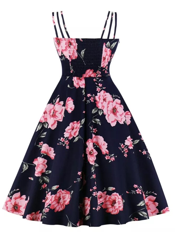 Vintage 1950er Jahre Kleid mit roten Rosen