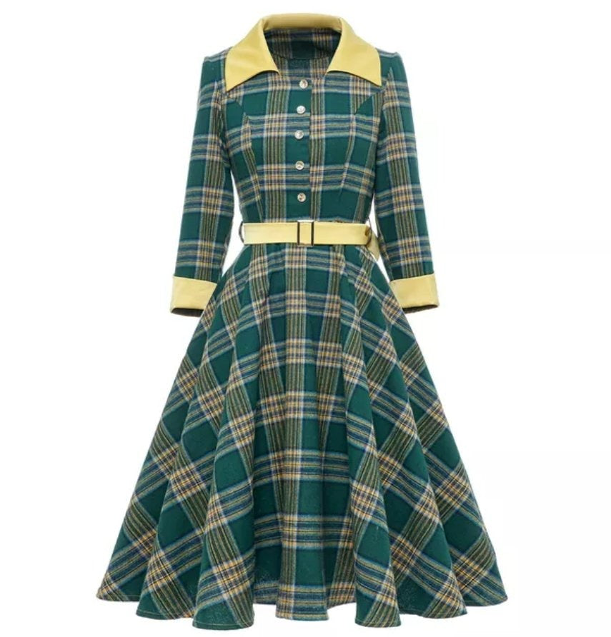 Vintage gestreiftes 3/4-Kleid