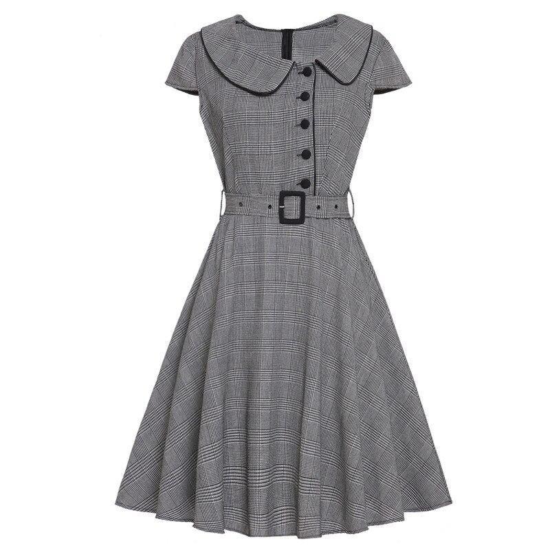 Vintage-Kleid 50 Grau mit kurzen Ärmeln
