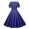 Vintage 50er Jahre Blaues Polka Dot Kleid