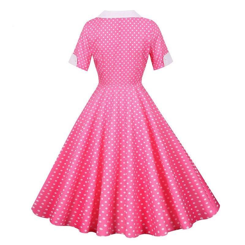 Vintage 50er Jahre Rosa Polka Dot Kleid
