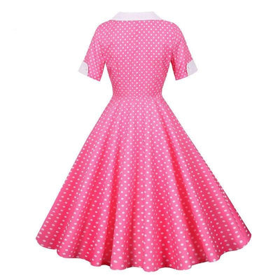 Vintage 50er Jahre Rosa Polka Dot Kleid