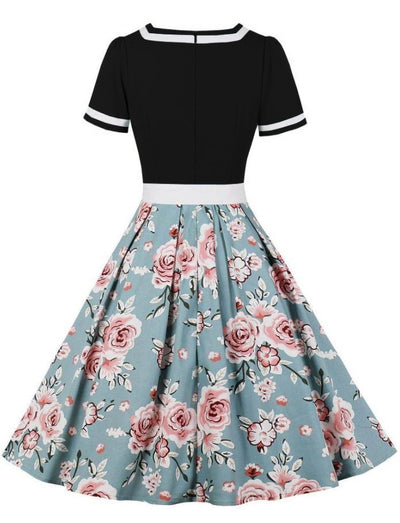 Vintage 60er Jahre Kleid Schwarze Blumen