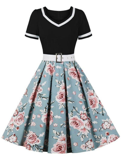 Vintage 60er Jahre Kleid Schwarze Blumen