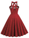 Rotes gepunktetes Vintage-Kleid