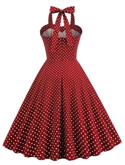 Rotes gepunktetes Vintage-Kleid