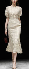 Vintage-Kleid Jahr 1940 Beige
