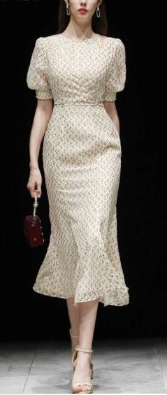 Vintage-Kleid Jahr 1940 Beige