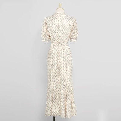 Vintage-Kleid Jahr 1940 Beige