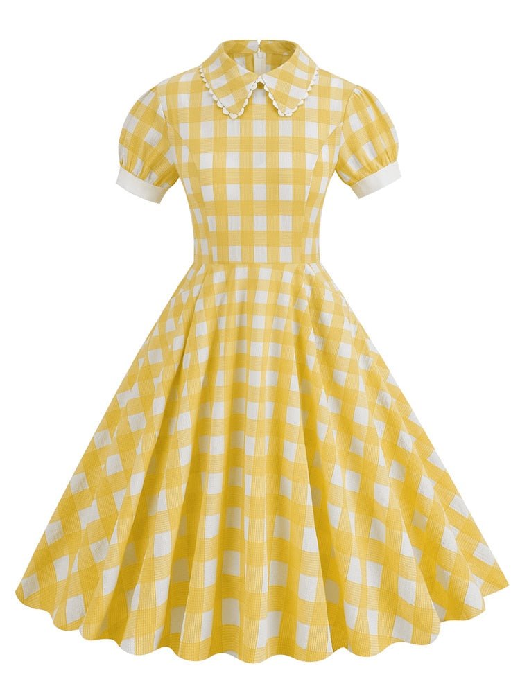 Gelbes Vintage-Kleid aus den 1940er Jahren