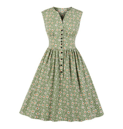 Geblümtes Plus Size 1950er Vintage Kleid