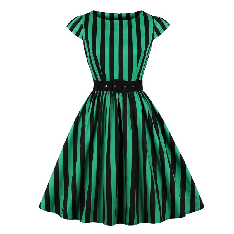 Gestreiftes 50er-Jahre-Vintage-Kleid in Übergröße