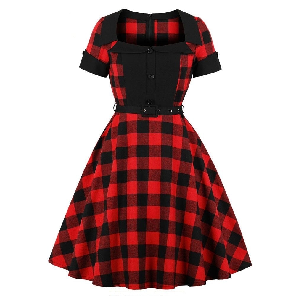 Rotes Plus Size 1950er Vintage Kleid