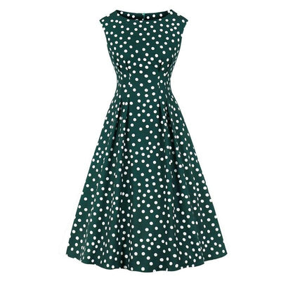 Vintage 1950er Jahre Grün Weiß Polka Dot Kleid