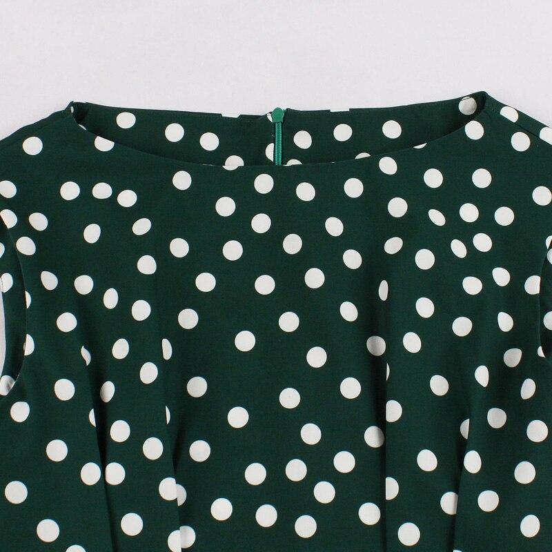 Vintage 1950er Jahre Grün Weiß Polka Dot Kleid