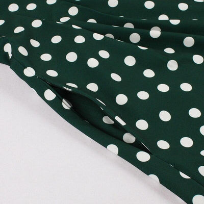 Vintage 1950er Jahre Grün Weiß Polka Dot Kleid