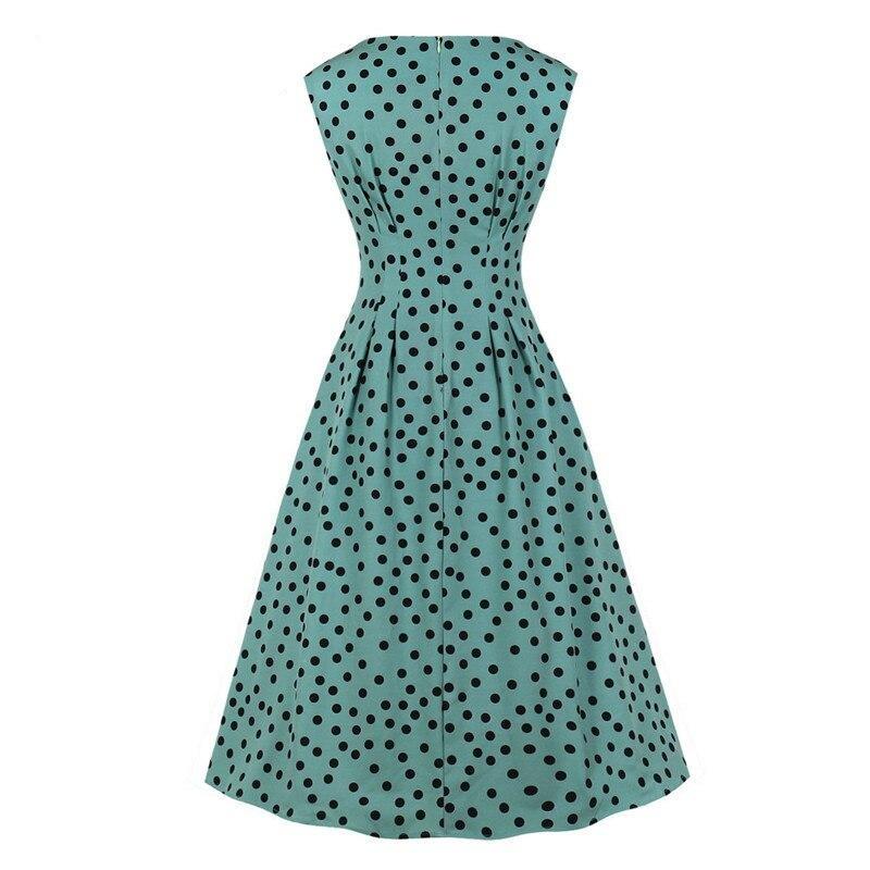 Vintage 50er Jahre Kleid Grün Schwarz Polka Dots