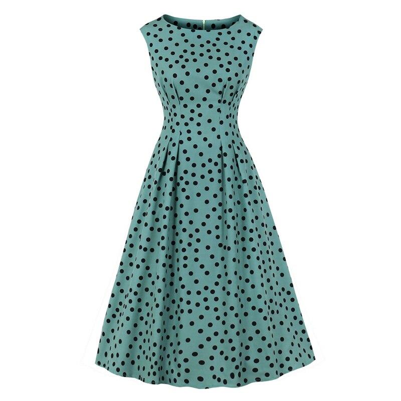 Vintage 50er Jahre Kleid Grün Schwarz Polka Dots