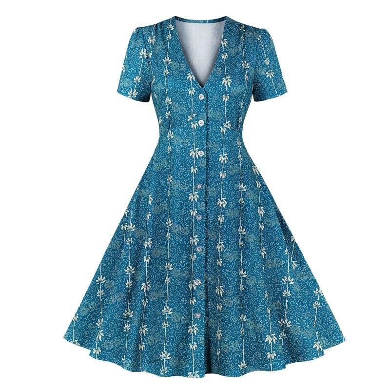 Landblaues Vintage 60er Jahre Kleid