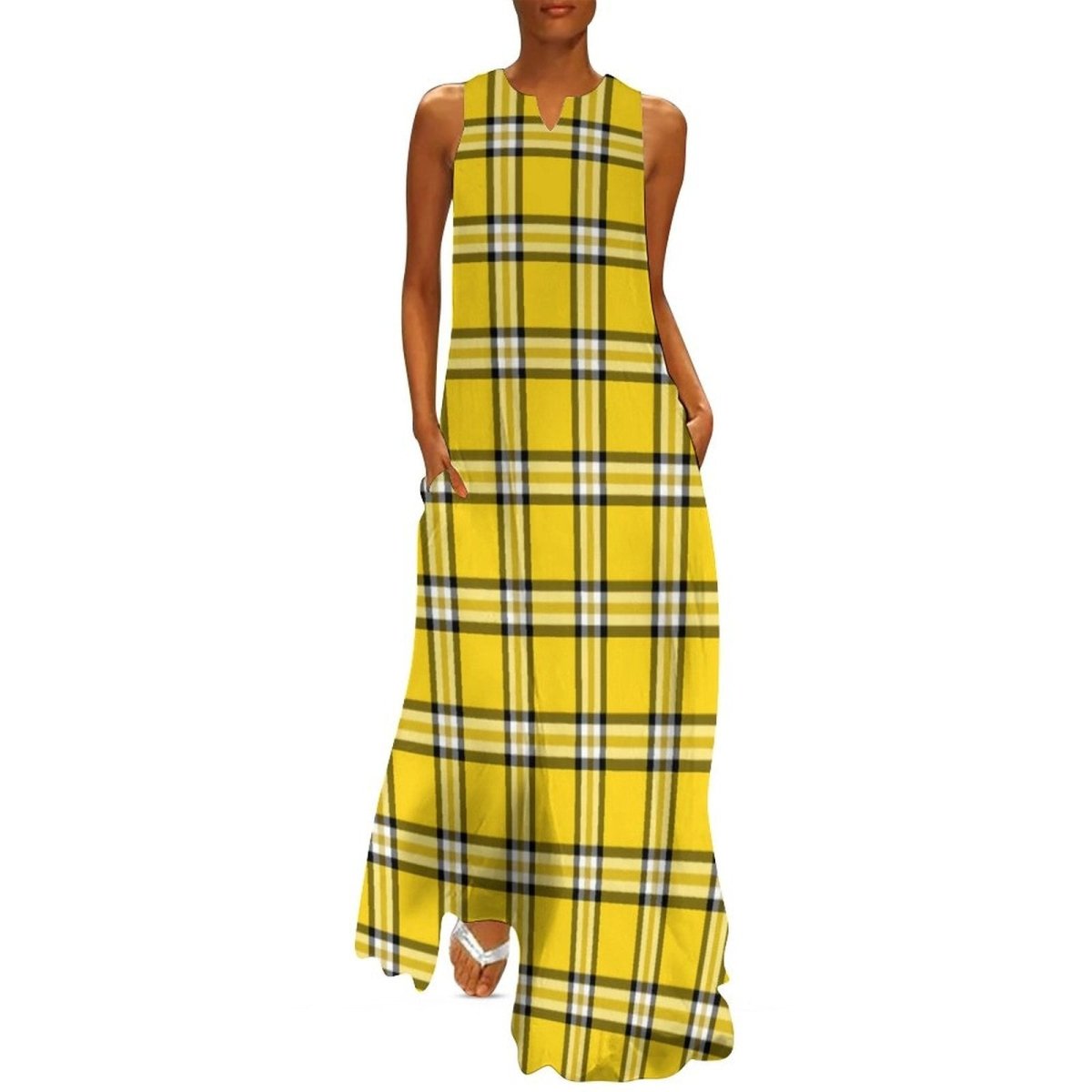 Gelbes 70er-Jahre-Vintage-Kleid