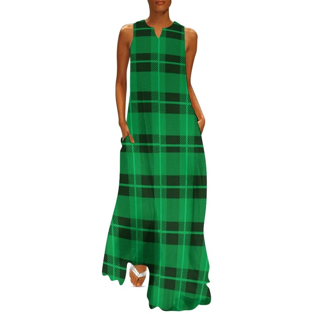 Grünes 70er-Jahre-Vintage-Kleid