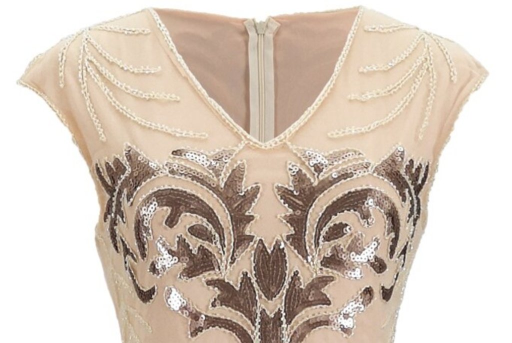 Vintage 1920er Retro-Kleid Beige