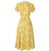 Geblümtes 40er Jahre Vintage Kleid Gelb