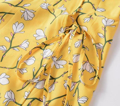 Geblümtes 40er Jahre Vintage Kleid Gelb