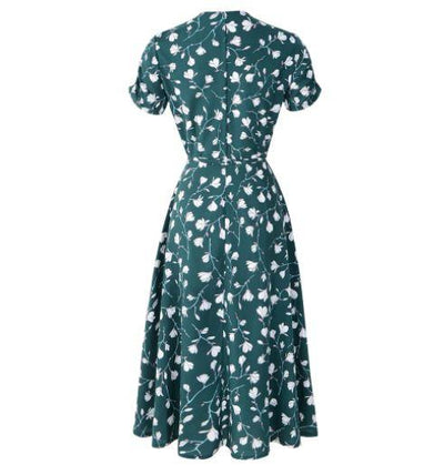 Geblümtes 40er Jahre Vintage Kleid Grün