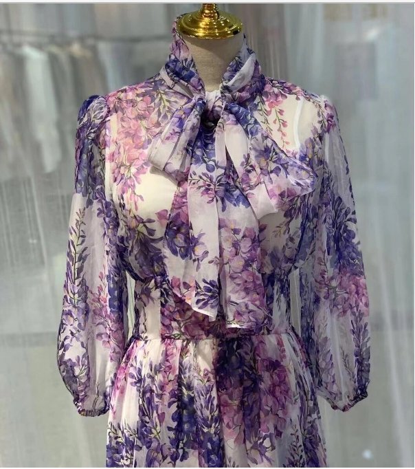 40er Jahre Langes Lavendel Vintage Kleid