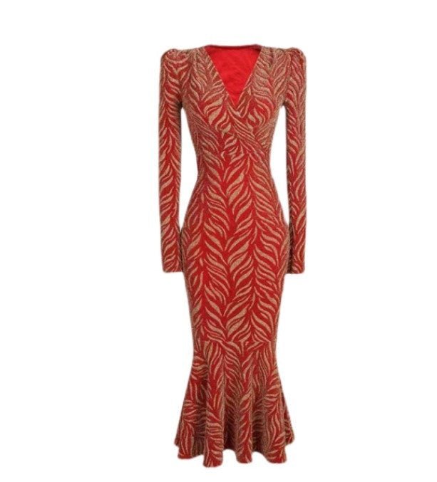 Luxuriöses rotes Vintage-Kleid aus den 1940er Jahren