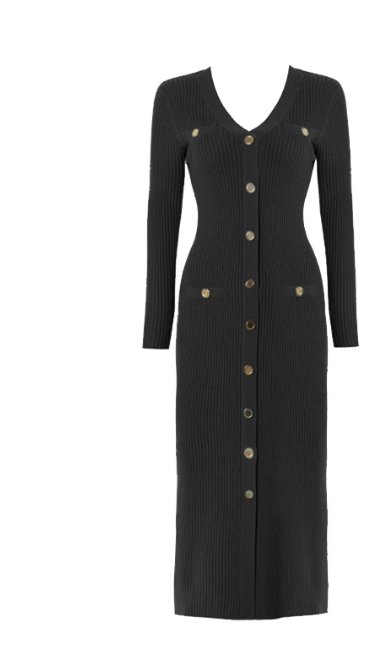 Schwarzes, figurbetontes Vintage-Kleid aus den 1940er Jahren