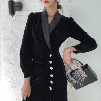 Vintage 40er Jahre Schwarzes Herbstkleid