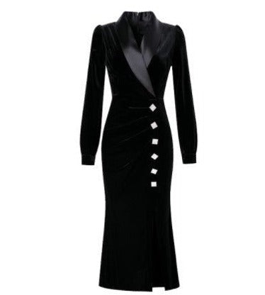 Vintage 40er Jahre Schwarzes Herbstkleid