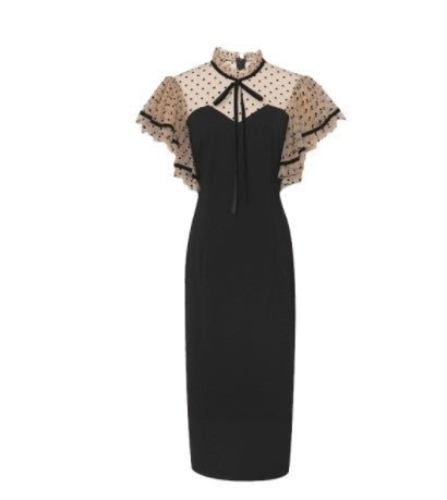 Vintage 40er Jahre Schwarzes Kleid mit hoher Taille