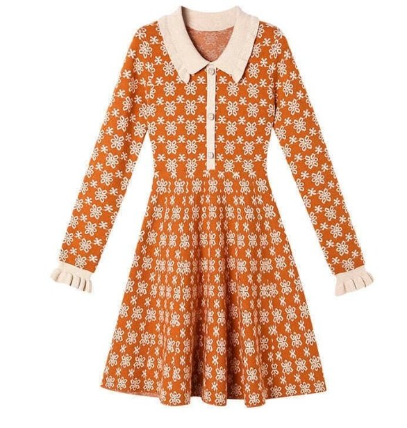 Vintage 40er Jahre Old School Orange Kleid