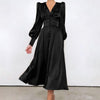 Schwarzes Satin-Vintage-Kleid aus den 1940er Jahren